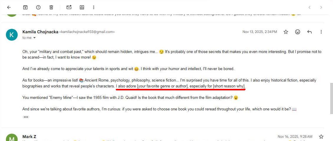 4. A website â€œgirlâ€ composes the messages with a script.